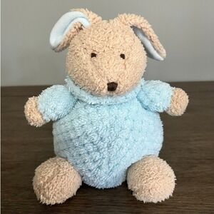 Soft n Cuddly Cream Bunny with Blue Waffle Pattern Plush